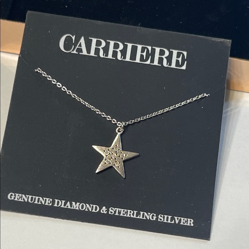 Carriere Genuine Diamond Sterling Silver Star Pendant Necklace